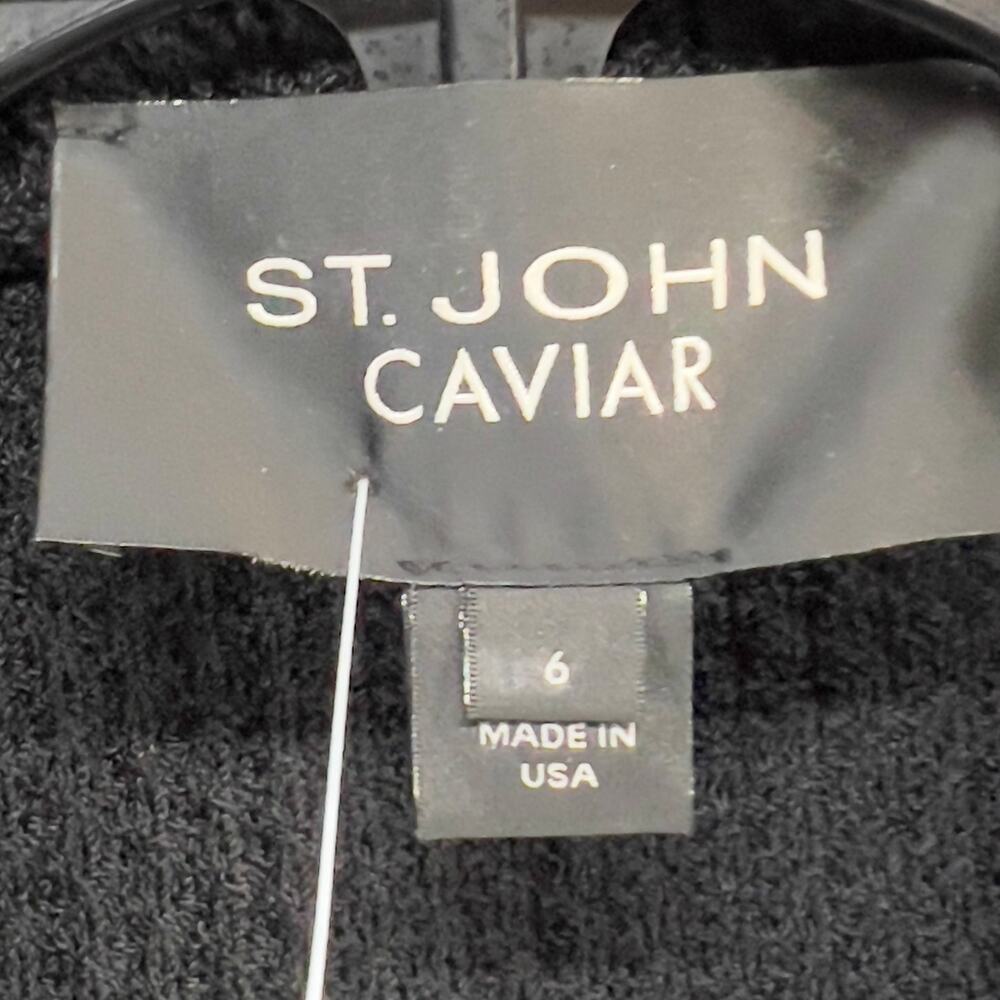 St John Caviar Santana Knit Blazer Jacket Women 6 Black Button Pockets Old Money - Picture 14 of 15